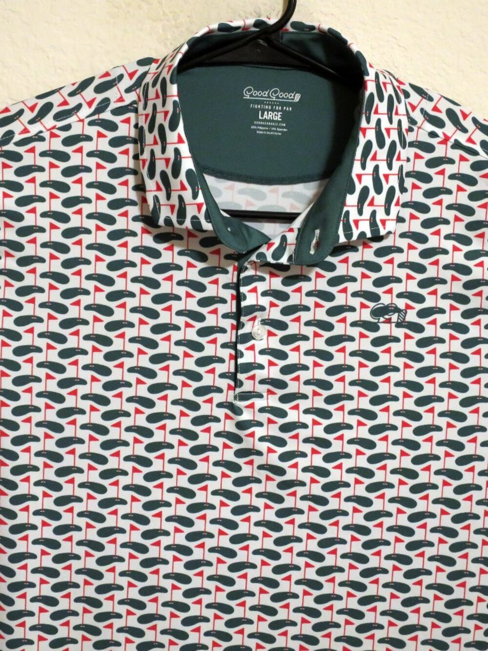 Good Good Shirt Mens Large Short Sleeve Golf Performance Polo Putting Greens